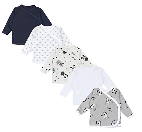 TupTam Unisex Baby Langarm Wickelshirt 5er Set, Farbe: Junge 2, Größe: 56