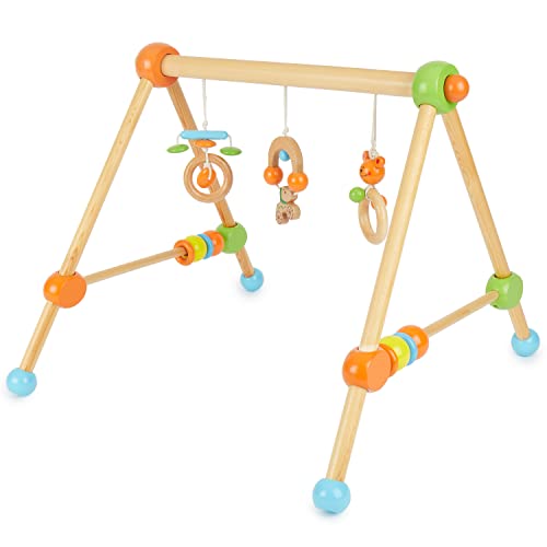 Bieco Spieltrapez | Spielbogen Baby Holz mit Figuren & Kugeln | Spielebogen Holz...