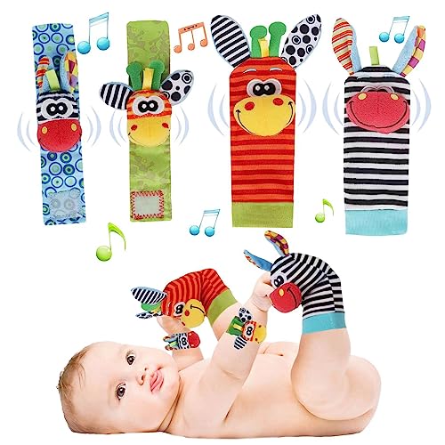 ACCEVO 4Pcs Rassel Baby Socken Babyspielzeug Handgelenk Und...